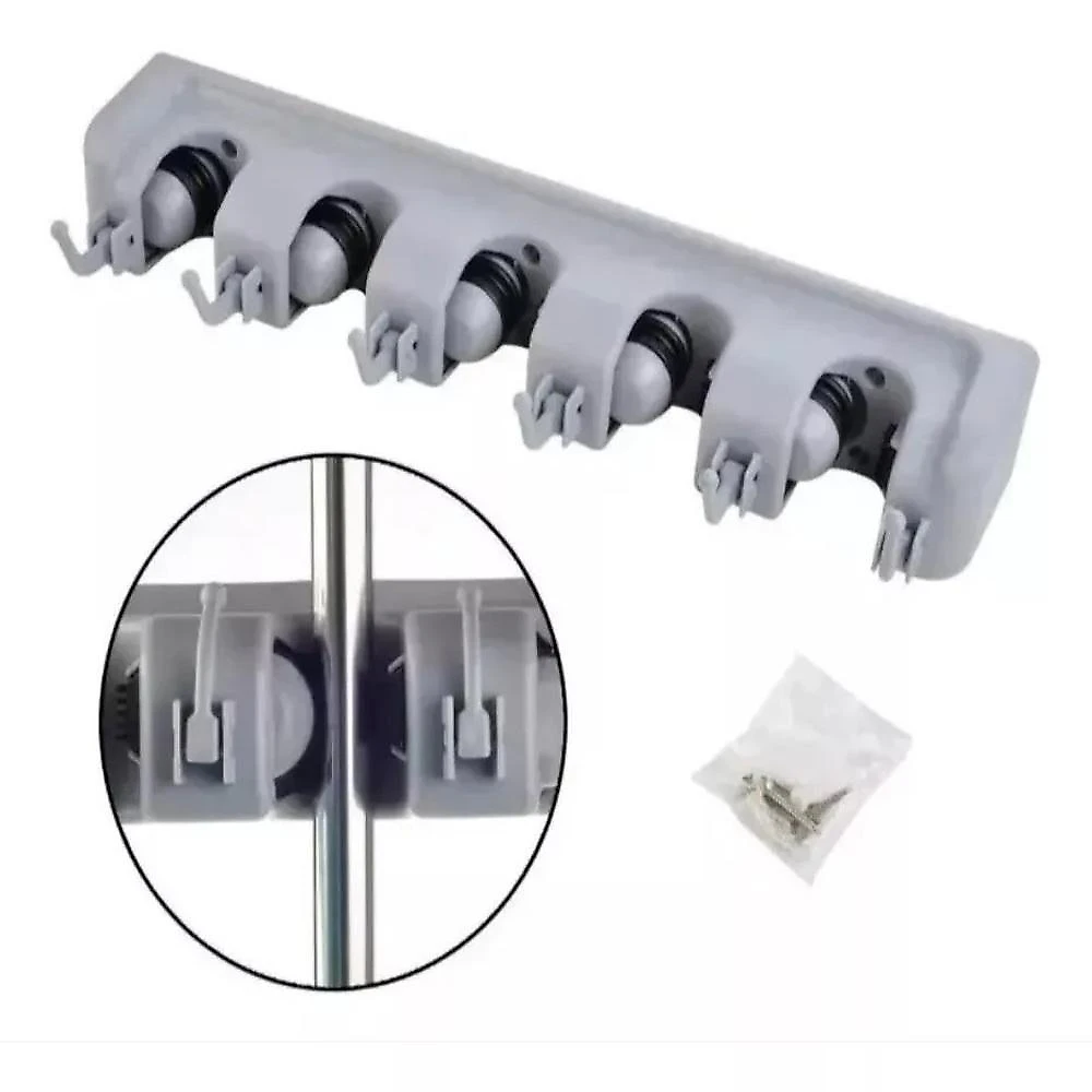 Suporte de Parede para Vassouras 5 Lugares 6 Ganchos Multiuso Lavanderia Yeet