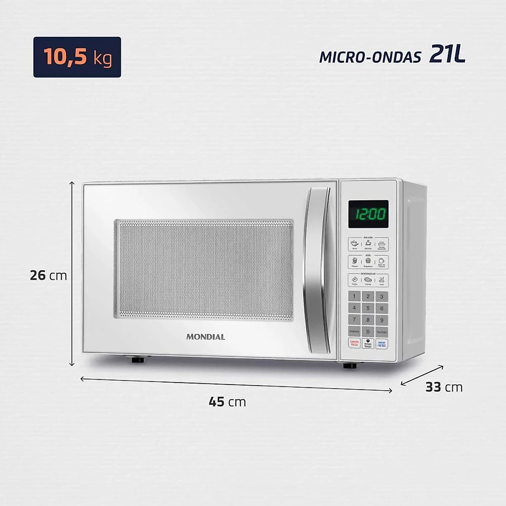 Micro-Ondas Mondial 1200W MO-01-21-W Branco - 110V
