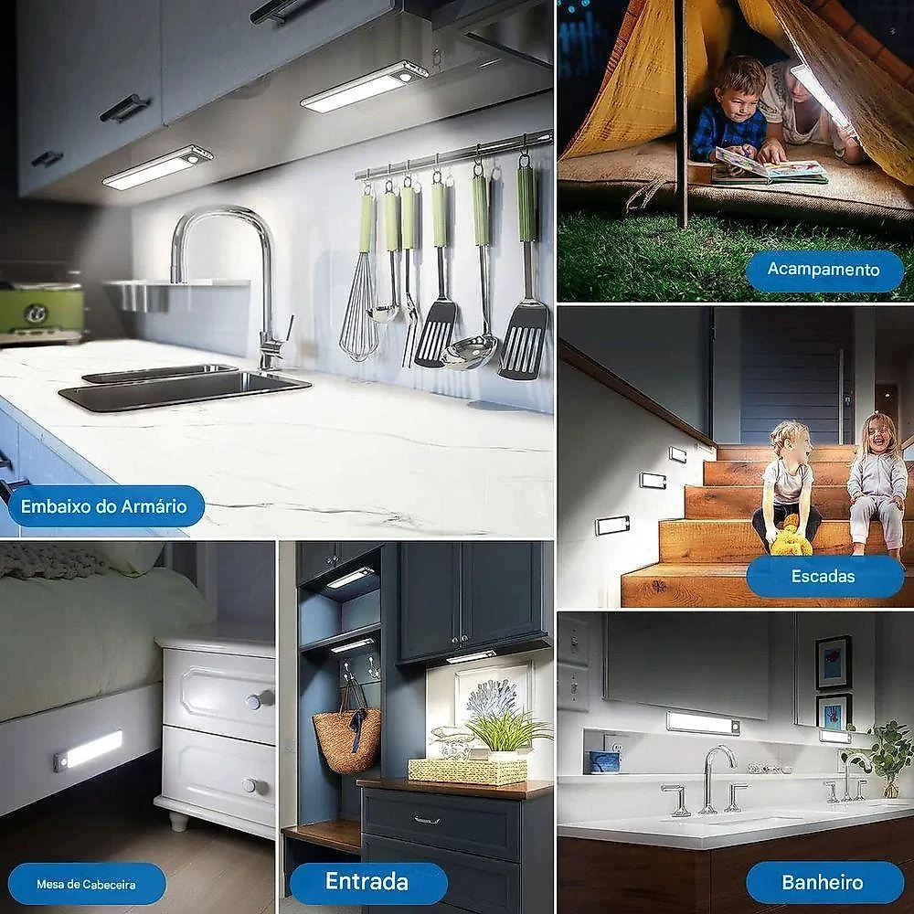 Luminária BSL3750 com Sensor de Presença 3 Tons Branco Braslu com Cabo USB