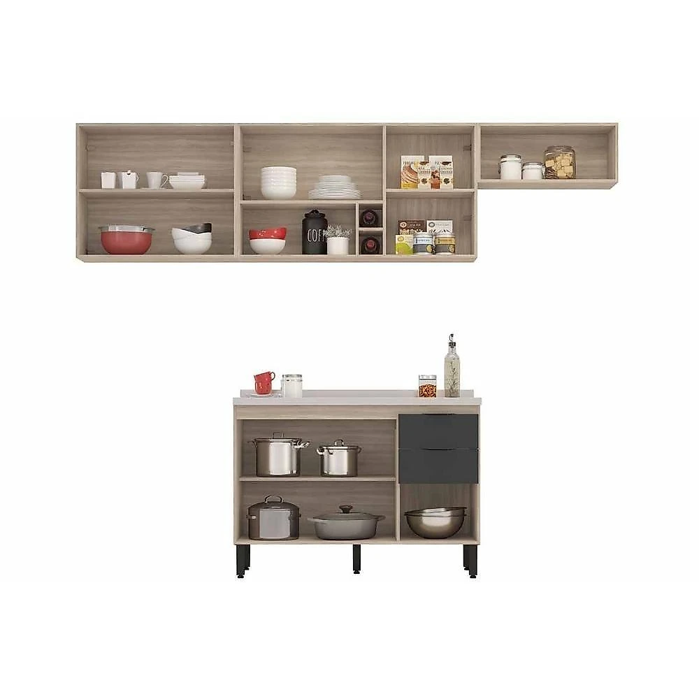 Cozinha Modulada Firenze C4P253 4 Módulos MDF-MDP 120CM Amendola e Nude Demóbile