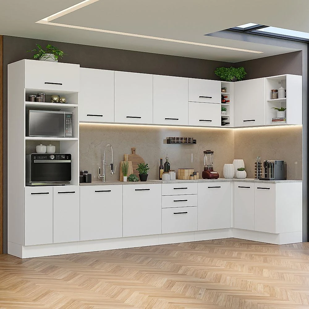 Armário de cozinha completa de canto 499cm branco agata madesa 01
