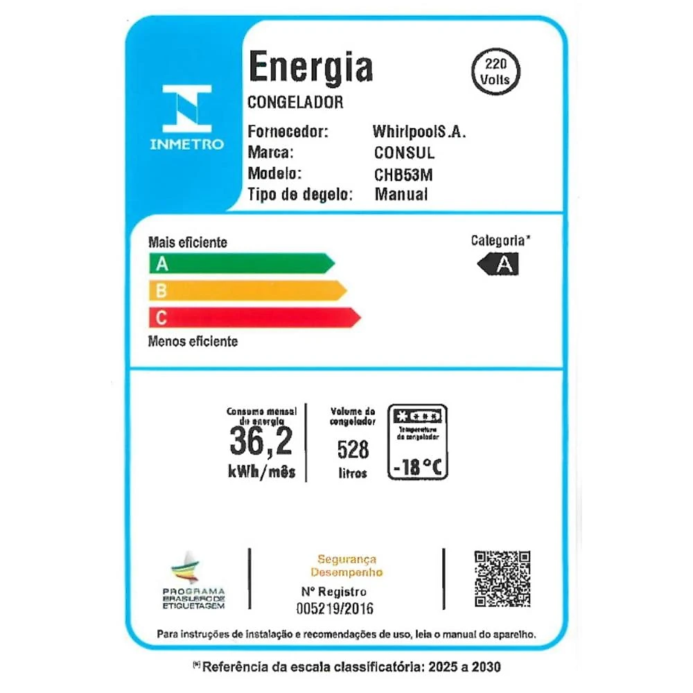 Freezer Horizontal Consul CHB53MB Inverter, 528 Litros, Branco - 220V 220 Volts