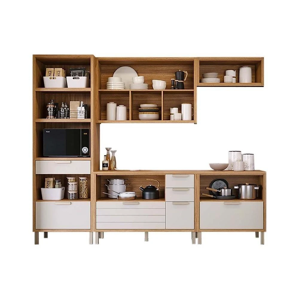 Kit Modulado Cozinha Eloise 5 Peças MDF 120CM Cinamomo e Platina MGM