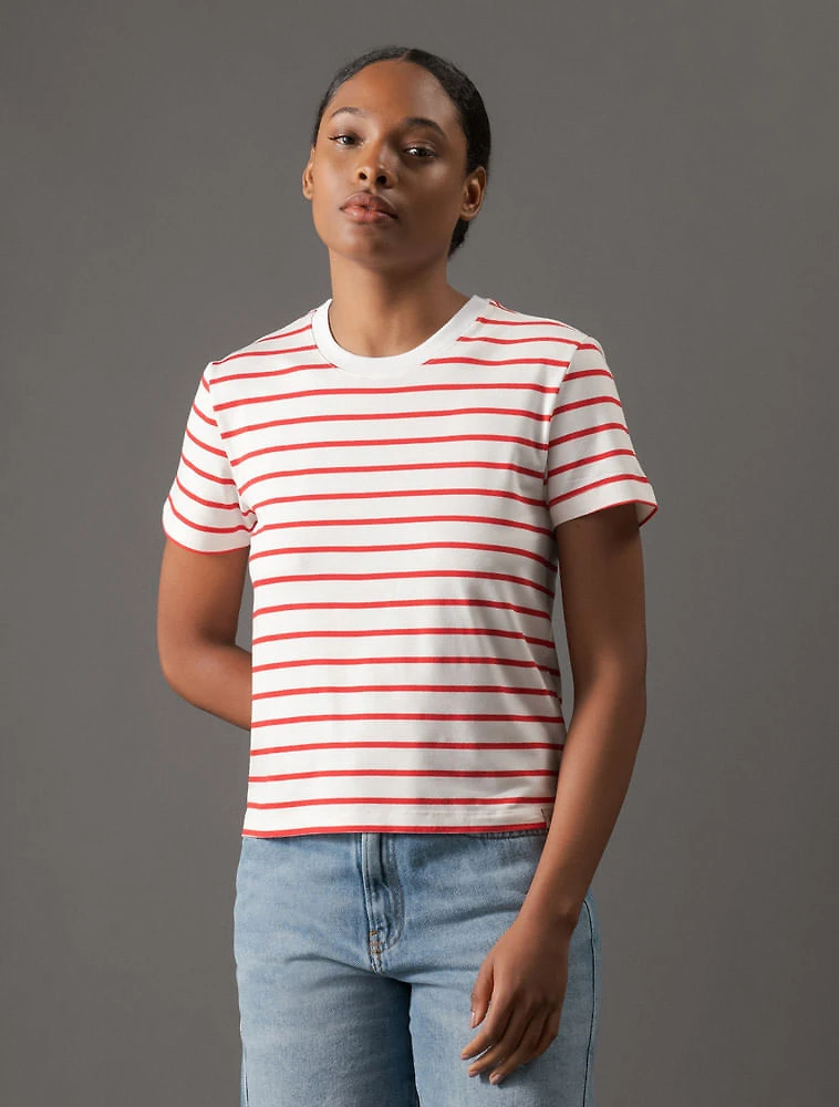 Miniatura Camiseta Feminina Listras Calvin Klein Jeans - Vermelho Camiseta Feminina Listras Calvin Klein Jeans Vermelho g