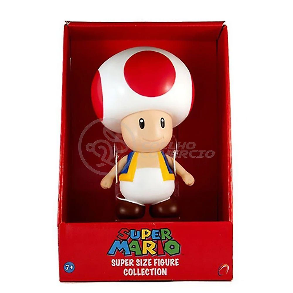 Boneco Cogumelo Toad Grande Super Size 20Cm - Mario