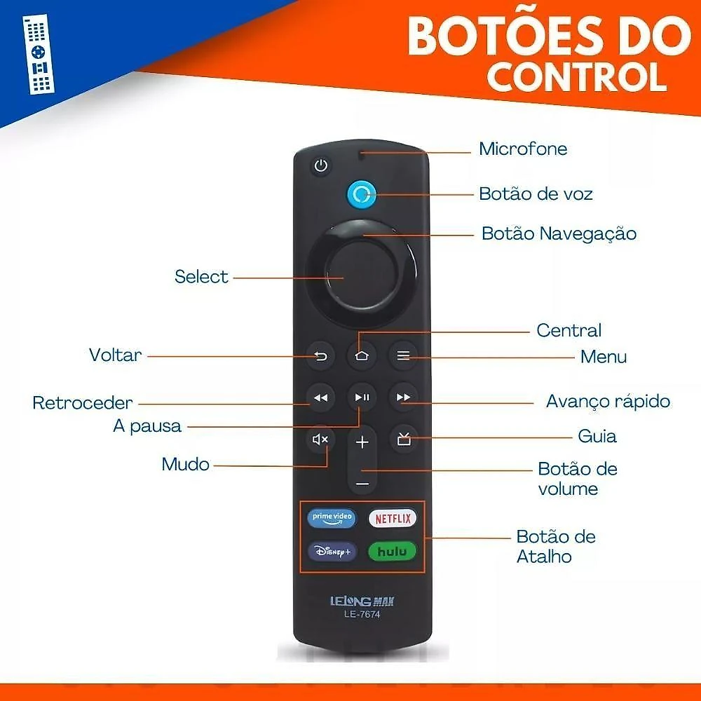 Controle Remoto Para Amazon Fire Stick Lite 4k Com Botão De Comando De Voz