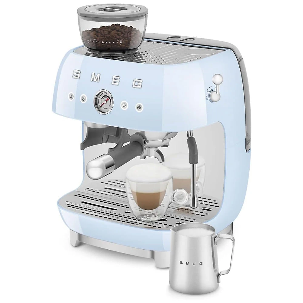 Cafeteira Espresso Semiautomática Smeg Retro, EGF03PBUS, Azul Pastel