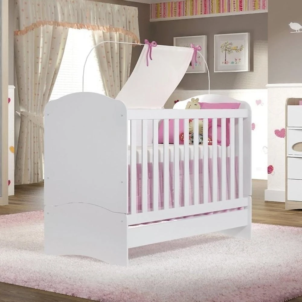 Quarto de Bebê com 1 Guarda Roupa 1 Cômoda e Berço 3 em 1 Abracadabra Espresso Móveis Branco