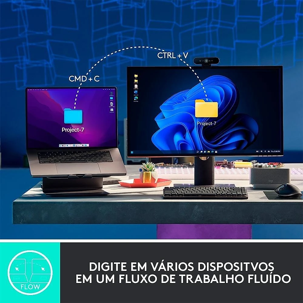 Teclado Mecânico Sem Fio Logitech MX Mechanical Mini, Iluminação, Switch Tactile Quiet, Bluetooth, USB, Preto - 920-010783