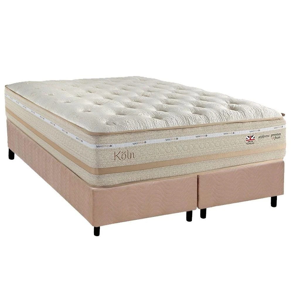 Cama Box com Colchão Queen Suede Clean Euro Pillow Molas Ensacadas Bege Herval