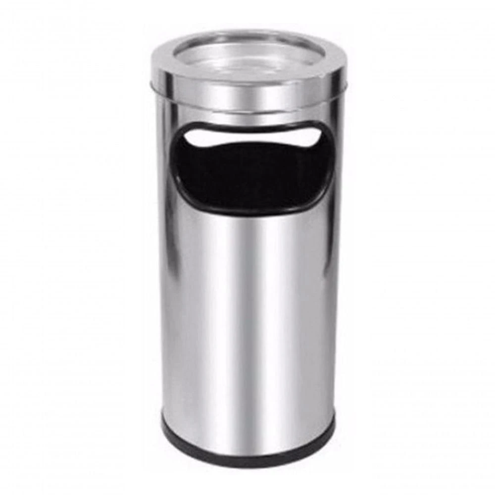 Lixeira Inox Com Cinzeiro Para área De Fumante/fumódromo