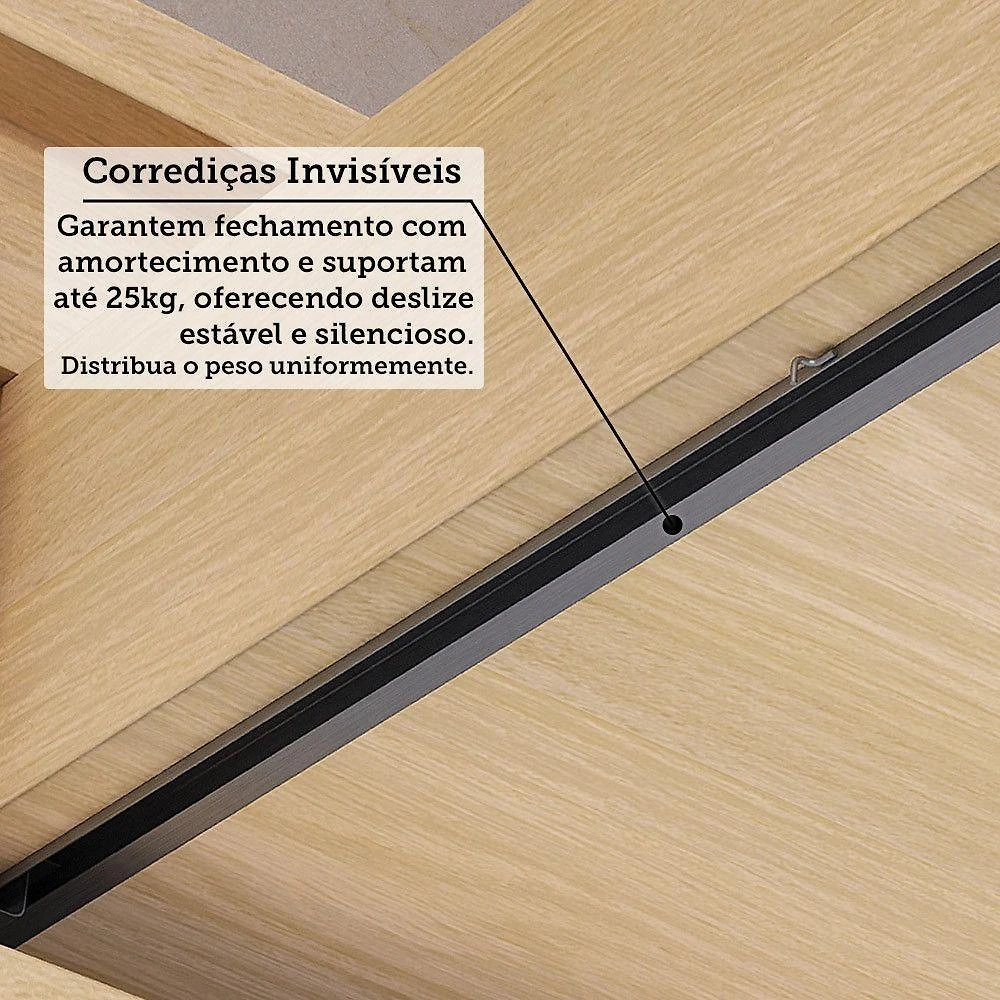 Cozinha Compacta 8 Portas 2 Gavetas MDF 190CM Carvalho e Cinza Aura