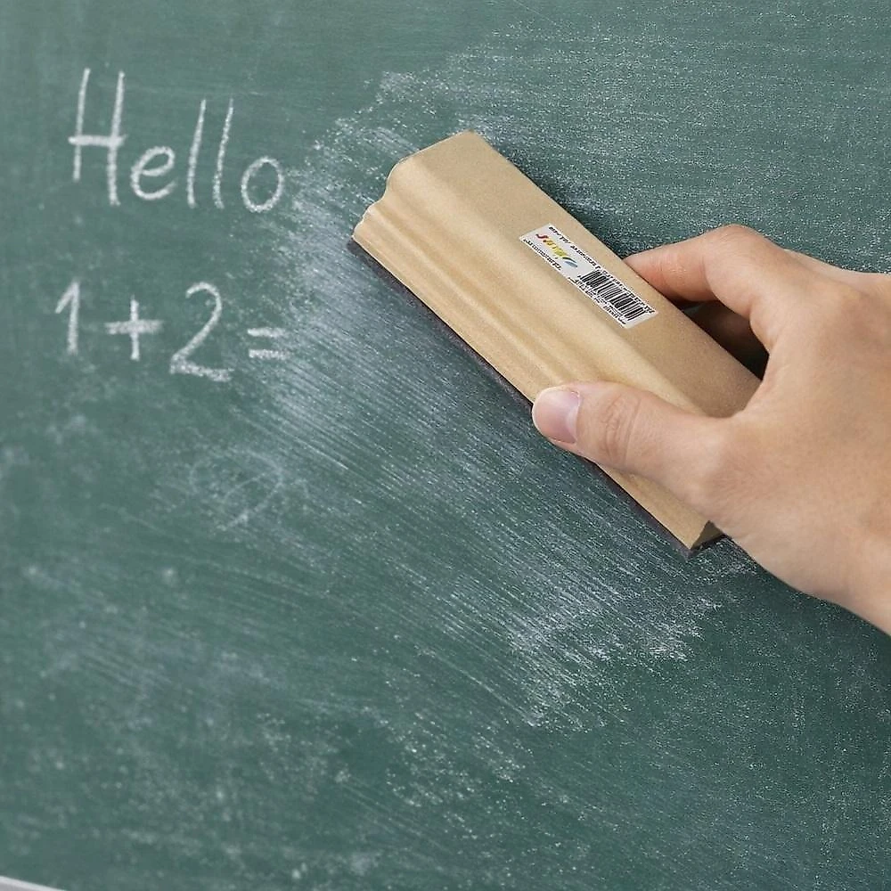 Apagador com Porta Giz Yeet Mdf para Quadro Negro Lousa Verde Estojo Madeira Escola Empresa Portatil