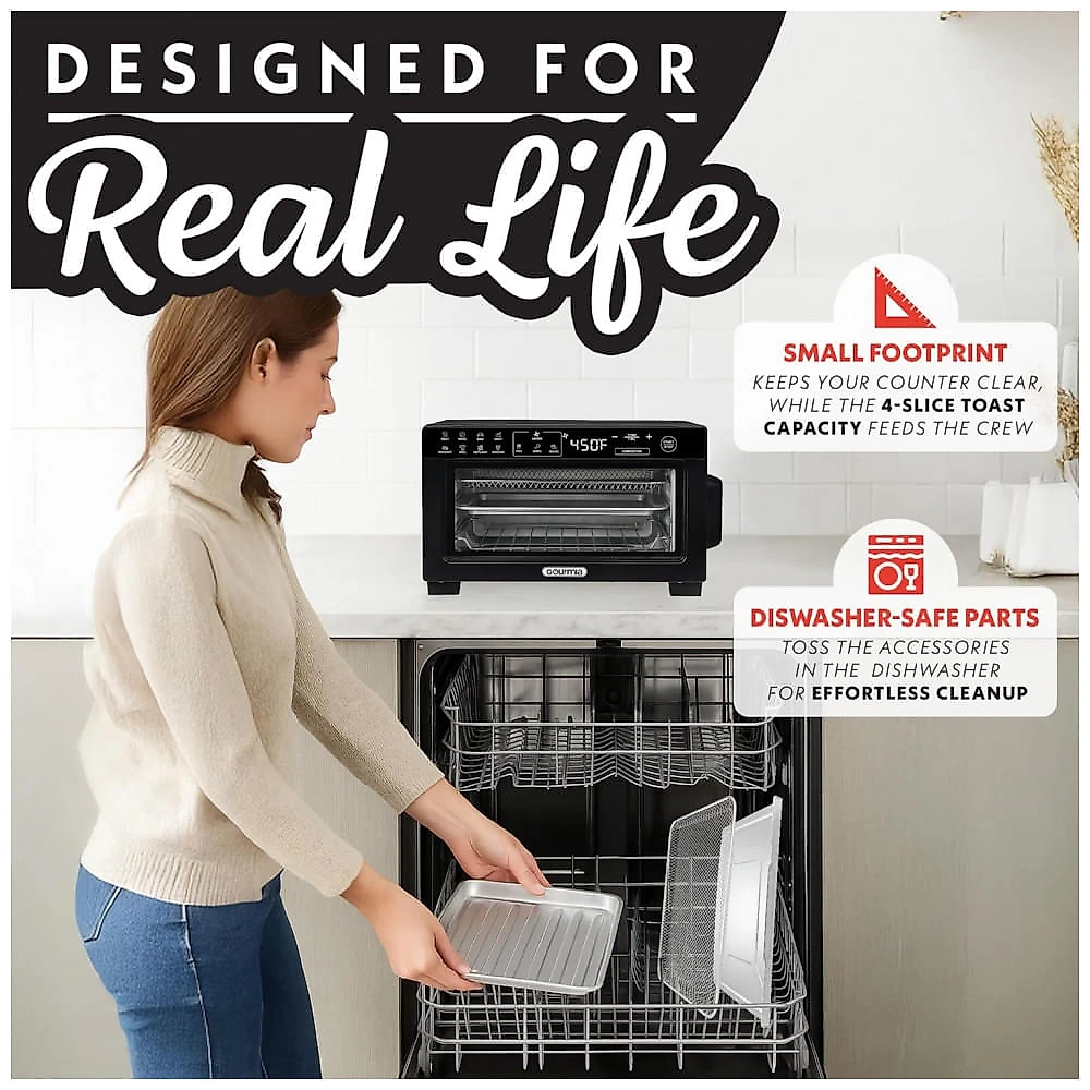 Forno Elétrico Tostador Gourmia Preto Digital Air Fryer 10L Convecção 12 Programas 1000W 110V
