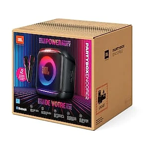 Caixa de Som JBL Partybox Encore 2 Bluetooth 2 Microfones AI Sound Boost Até 12h de Bateria Preta