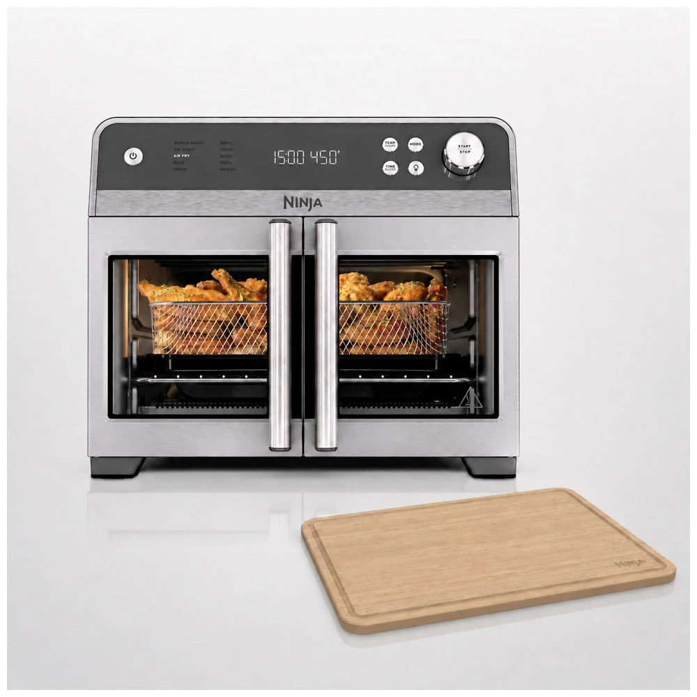 Ninja French Door Premier Air Fry Oven with Cutting Board. Steel. FO103 Silver Cutting Board