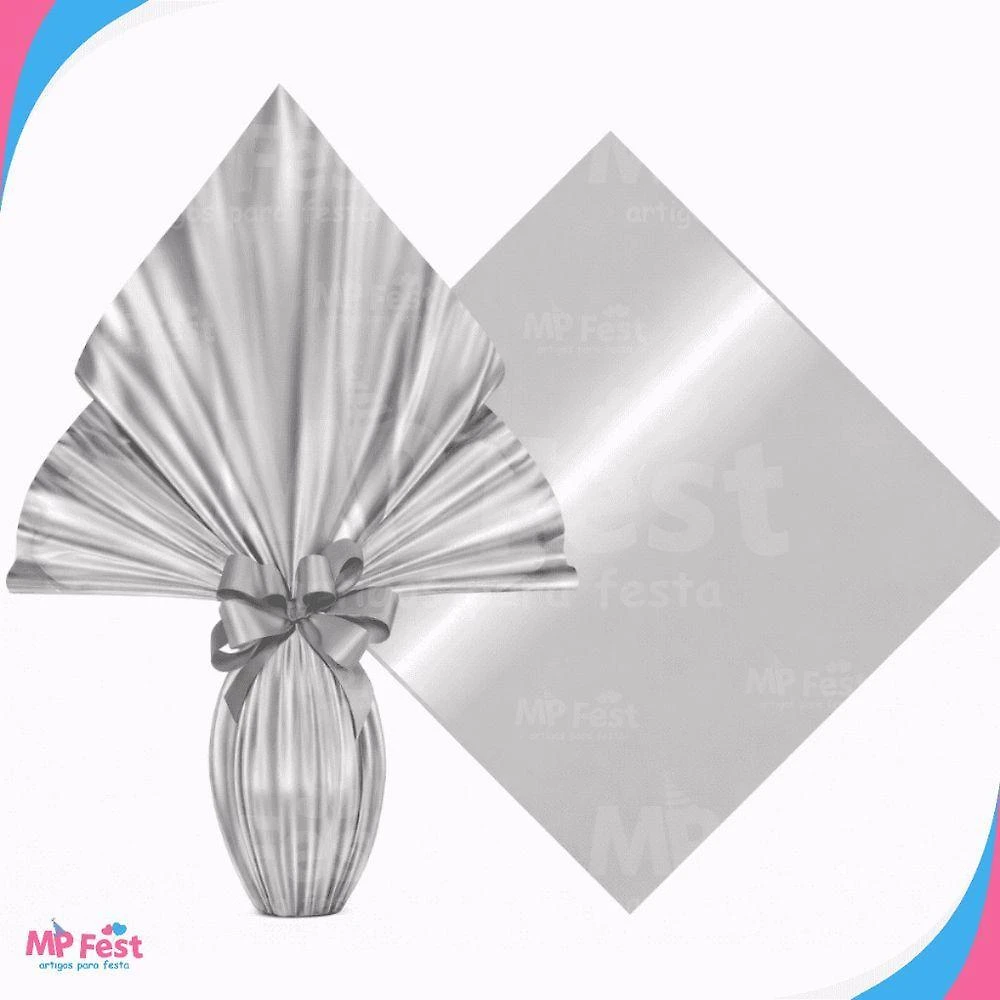 Kit 25 Sacos para Ovos de Páscoa Metal Polipropileno Prata OEM