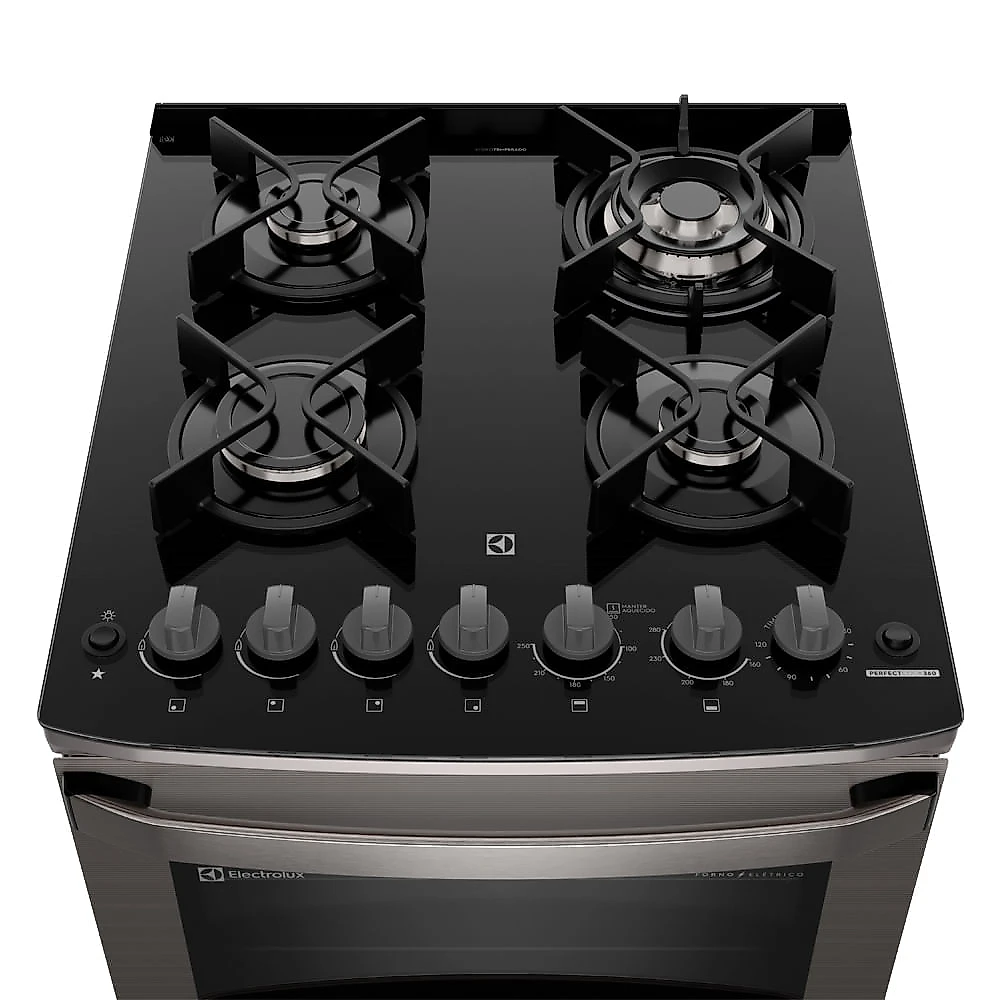 Fogão de Piso Electrolux de 04 Bocas Experience com Duplo Forno e Mesa de Vidro - FE4DG 110
