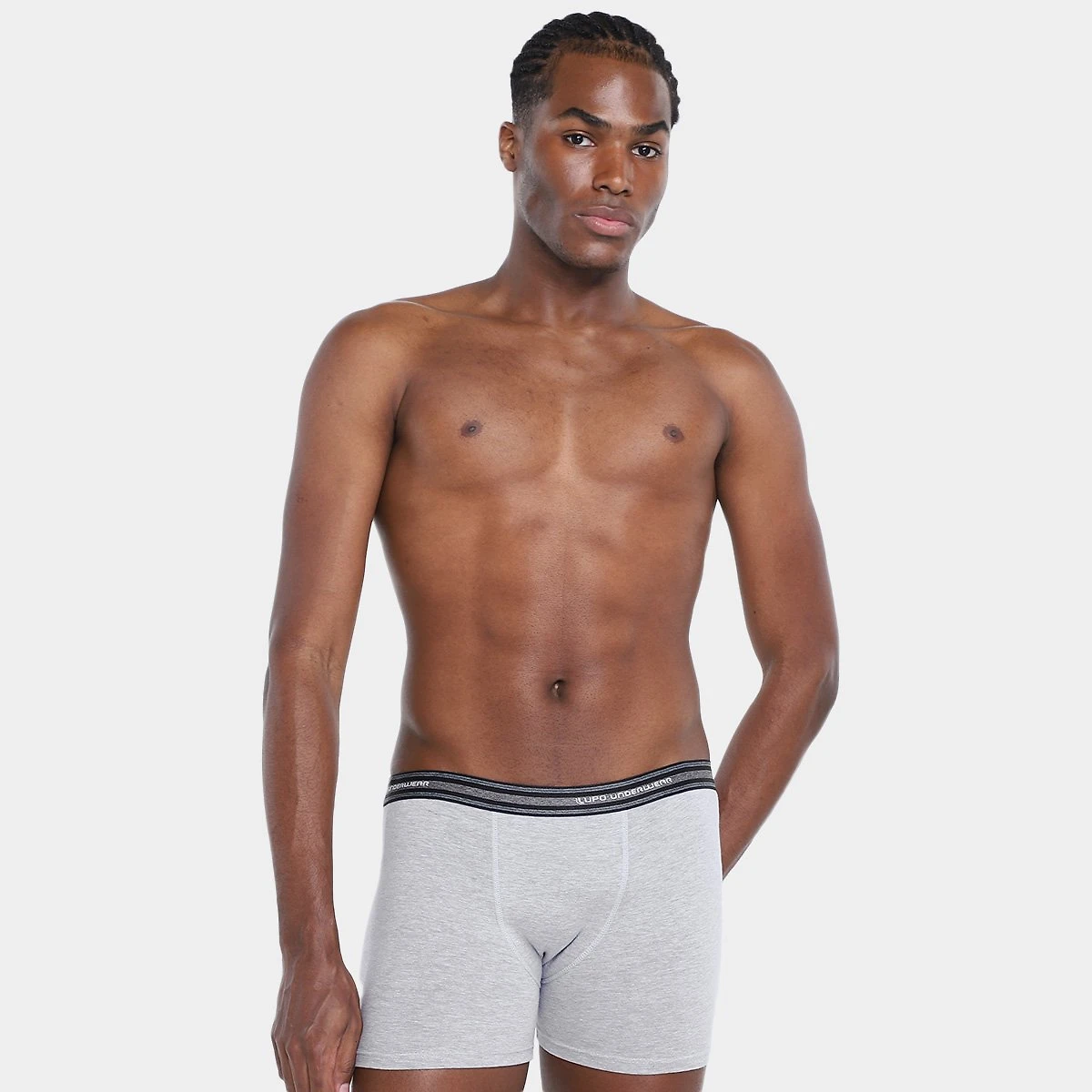 Kit Cueca Boxer Lupo Algodão Masculina - 10 Peças Azul+Cinza - G