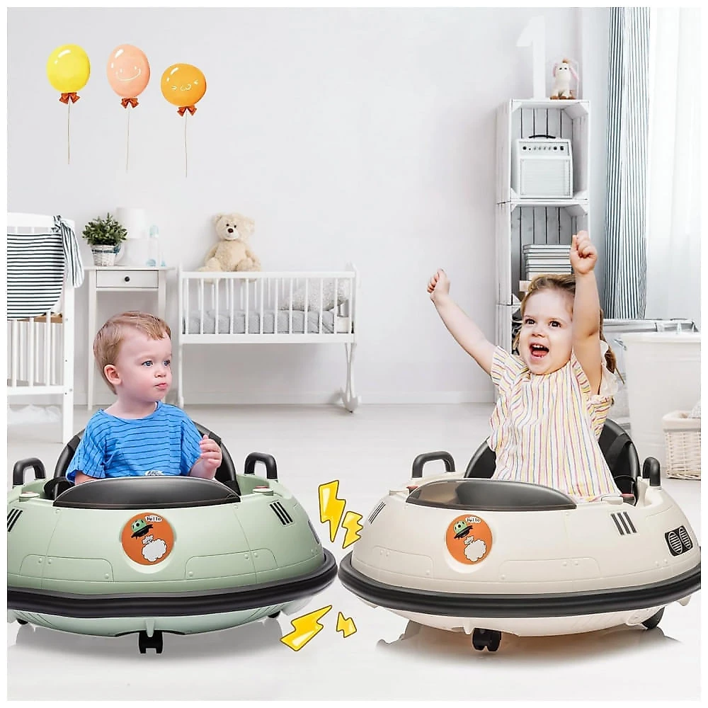 Carrinho bate-bate elétrico infantil 12V branco PALBY’S com controle remoto e giro 360°