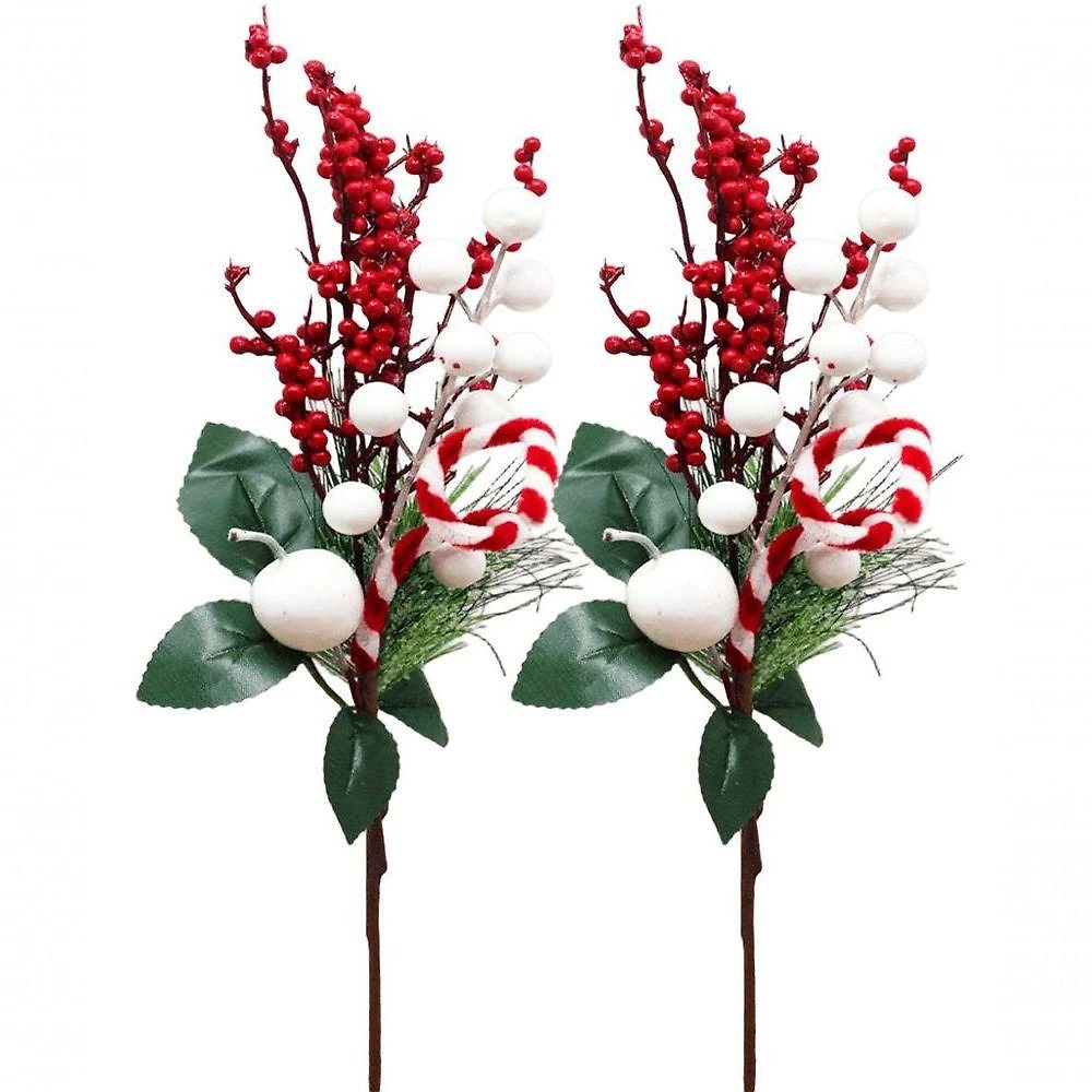 Kit 4 Arranjos Pick Berry Artificiais Enfeite Natalino 40cm