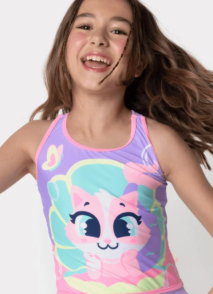 Maio com proteção solar menina teen gata sereia