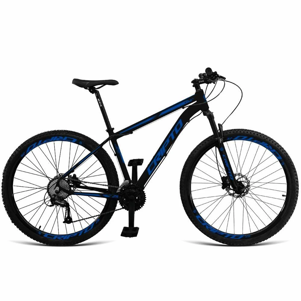 Bicicleta Aro 29 Cripto 21 Marchas Freios Disco C- Suspensão - Preto-azul - 21" Preto-azul