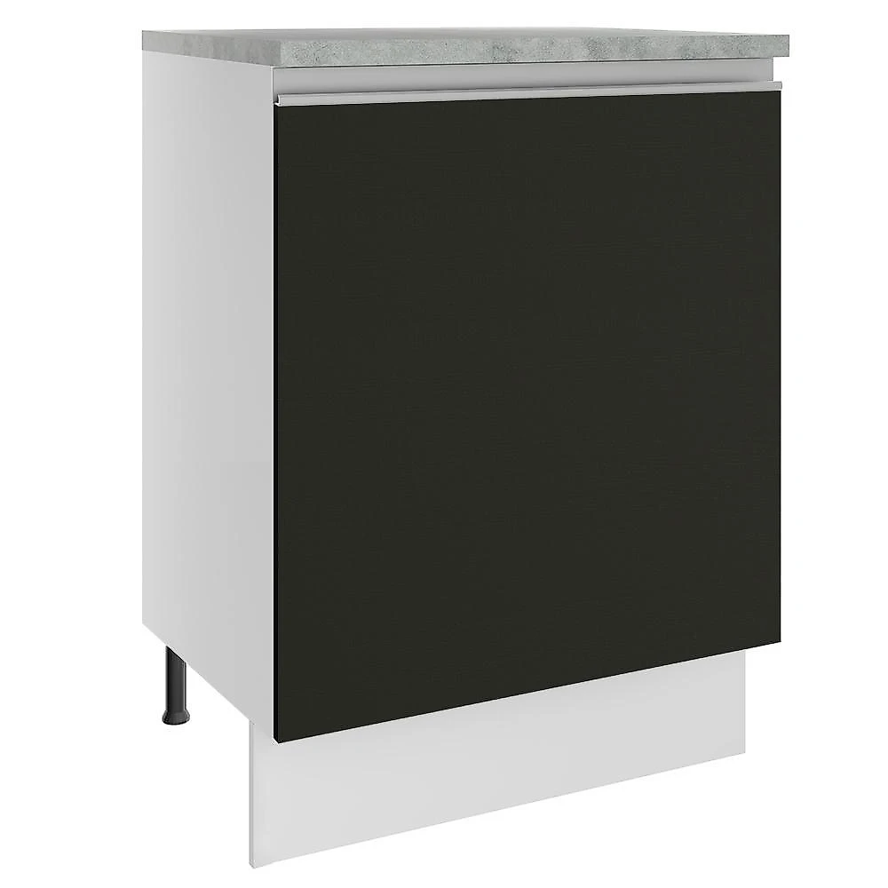Balcão armário de cozinha 60 cm 1 porta branco/preto glamy madesa