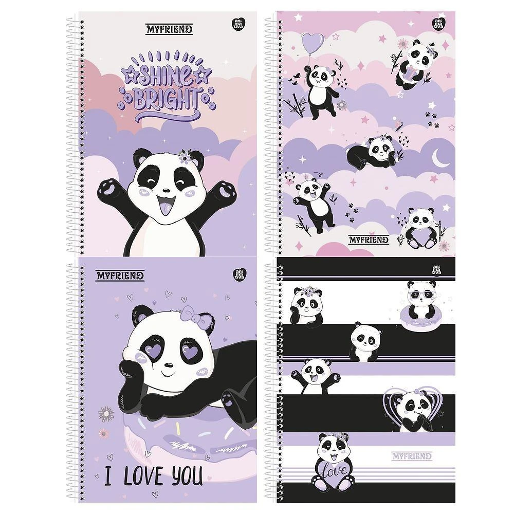 Caderno Espiral Capa Dura São Domingos My Friend Animativa 80 Folhas Pautadas 56G-M2 Formato