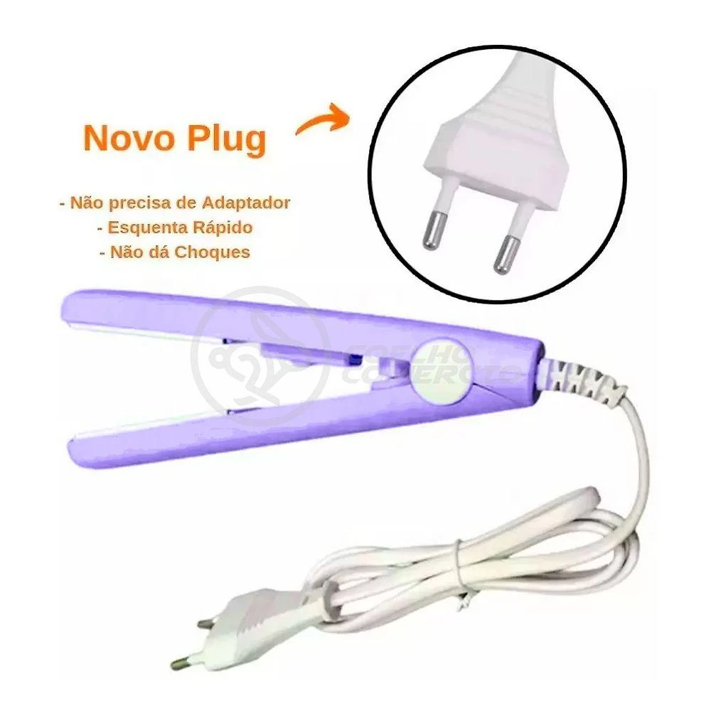 Mini Chapinha Prancha Para Viagem 17cm Bivolt Roxo