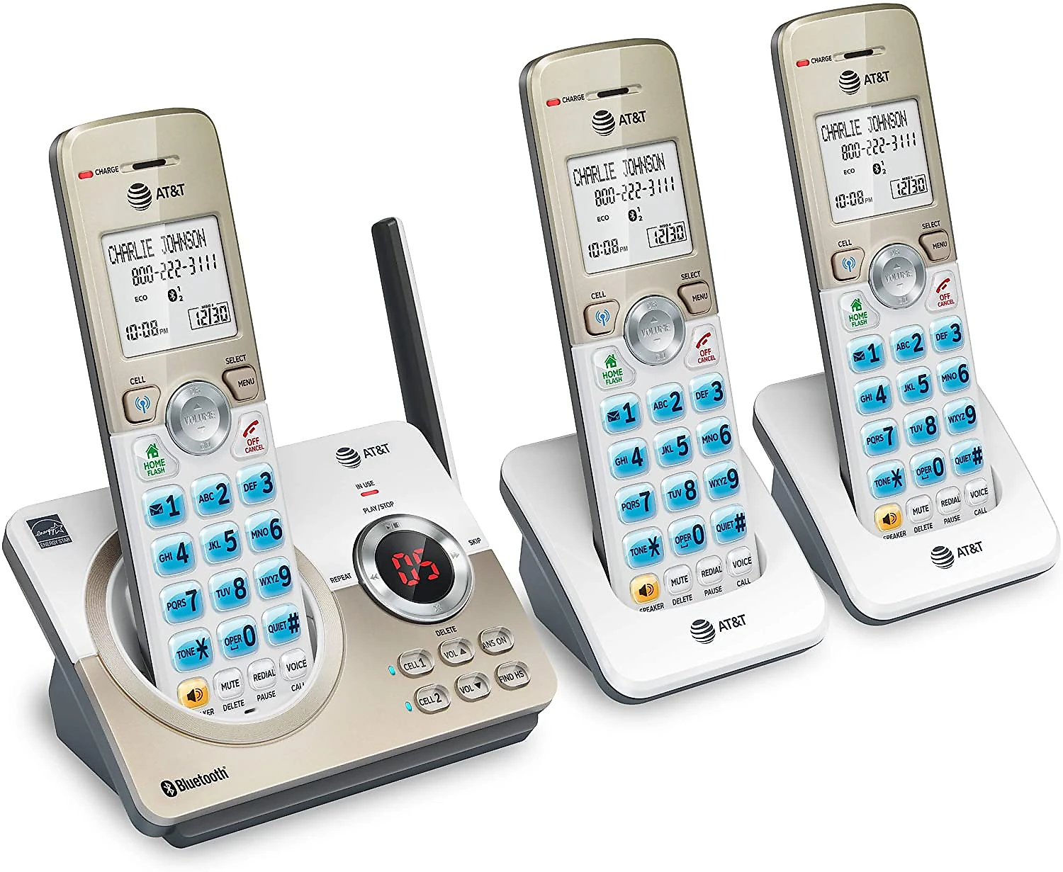 AT e T Telefone sem fio c Bluetooth e bloqueio de chamadas 3 unidades preto