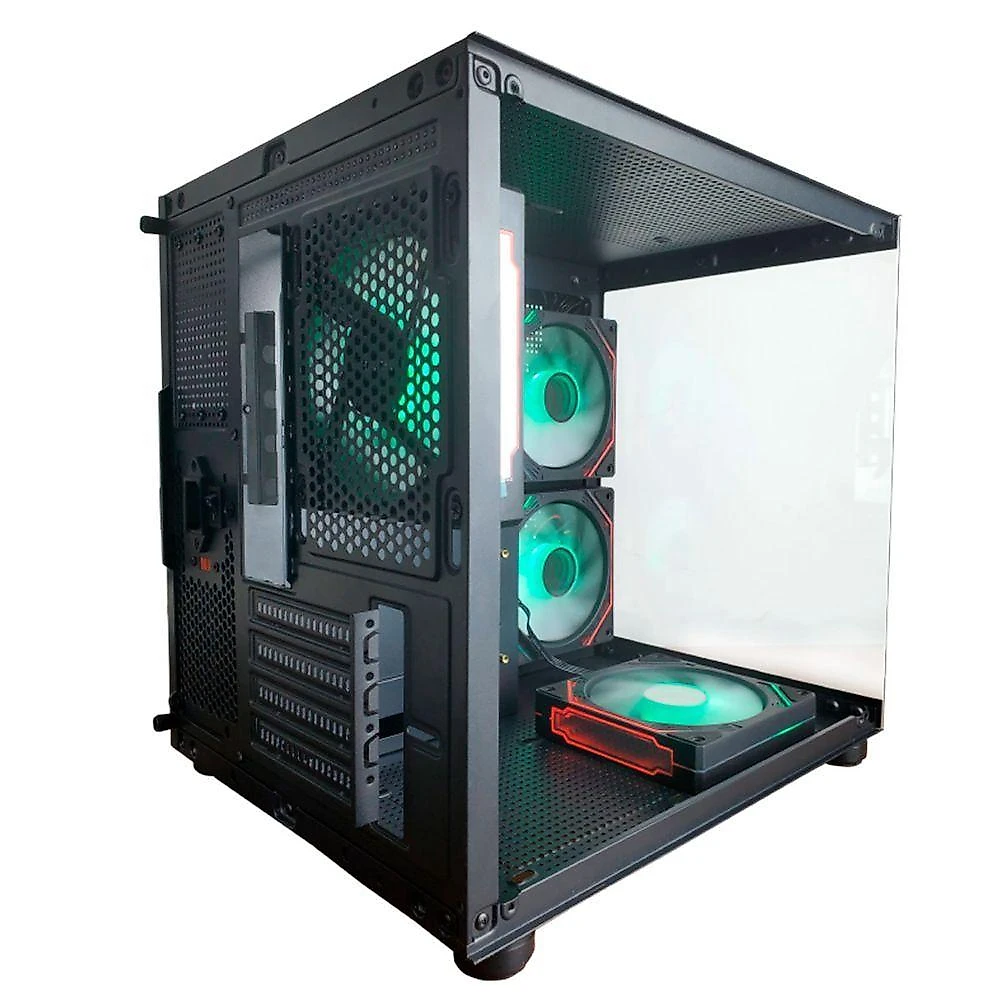 Gabinete Gamer Aquario GB1796 Micro-ATX Vidro Temperado 4x Fans RGB Preto Hayom