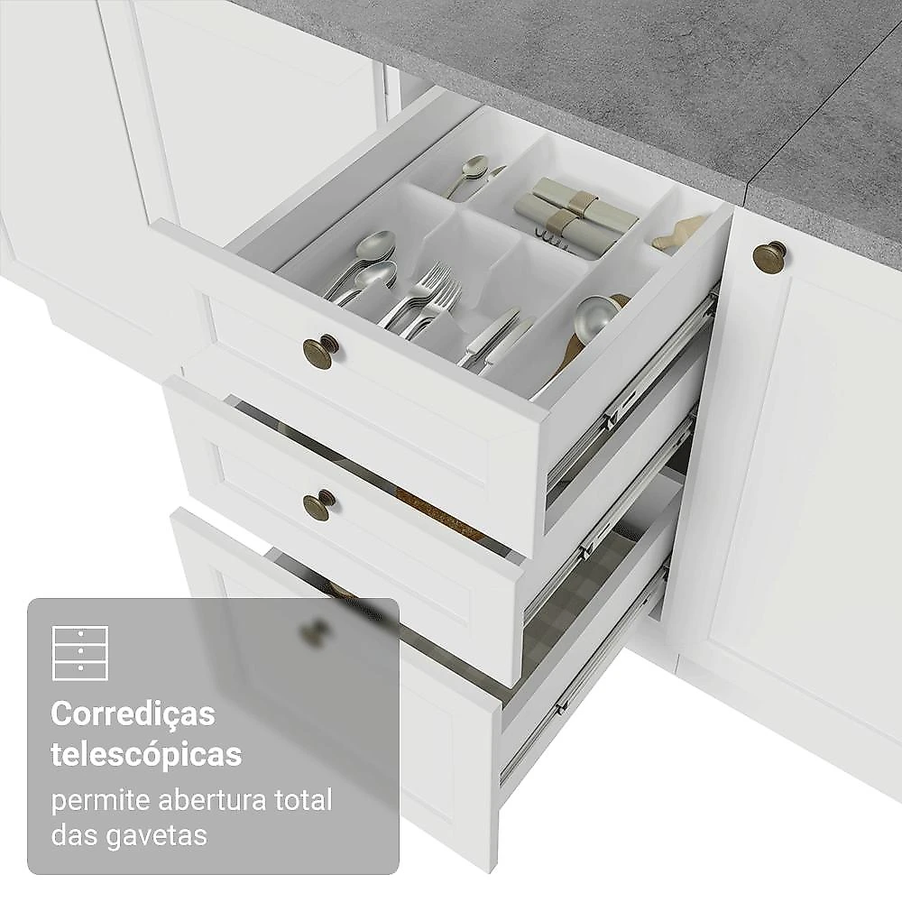 Armário de Cozinha Completa 270 cm Vik Madesa 01 Branco