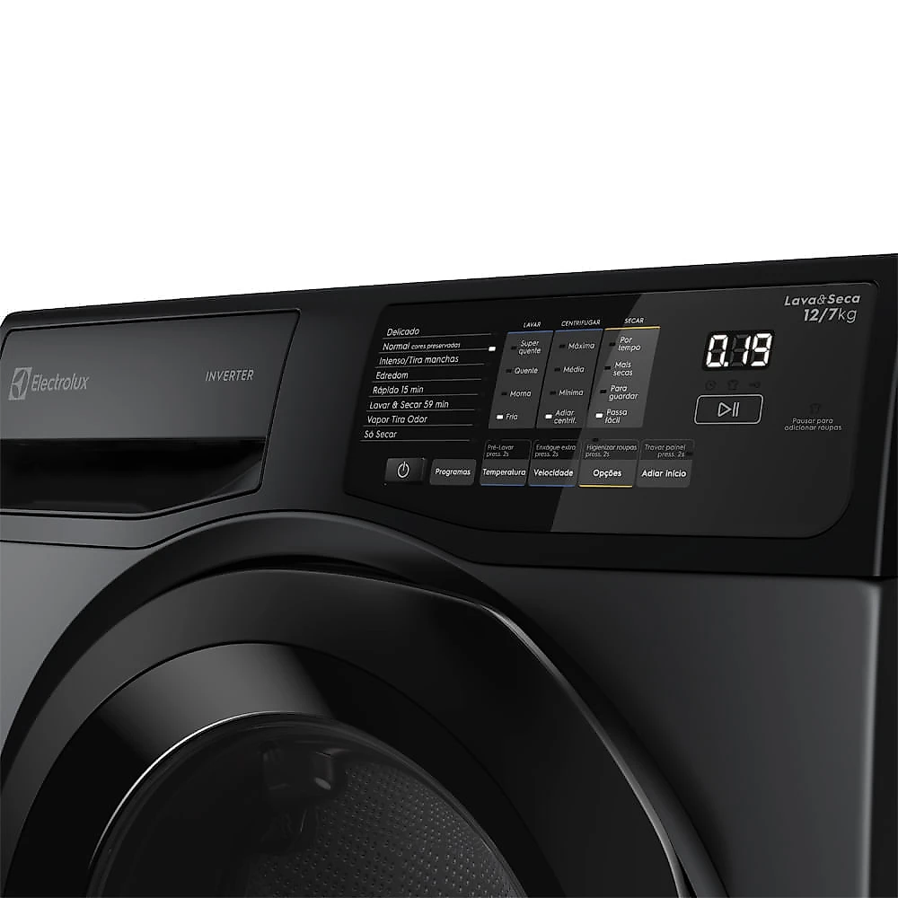 Lava & Seca 12Kg Electrolux Inverter Cinza Ônix com 8 Programas de Lavagem - LSC12 110
