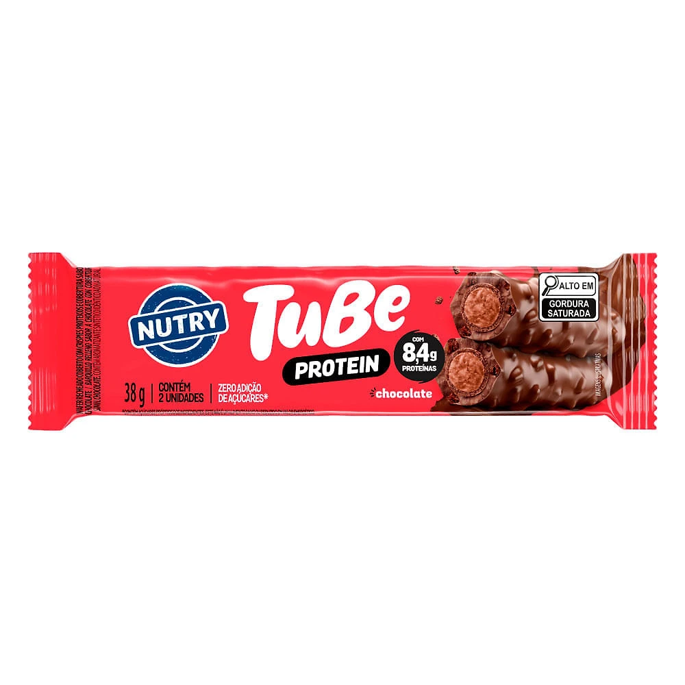 Wafer Recheado Nutry Tube Protein com 8,4g de Proteína Sabor Chocolate 38g