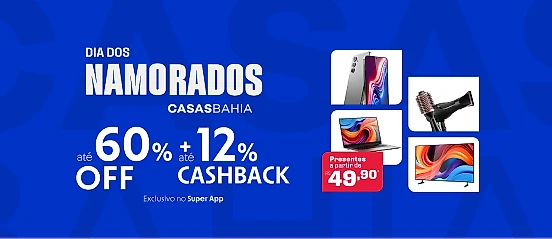 Casas Bahia com até 12% de cashback