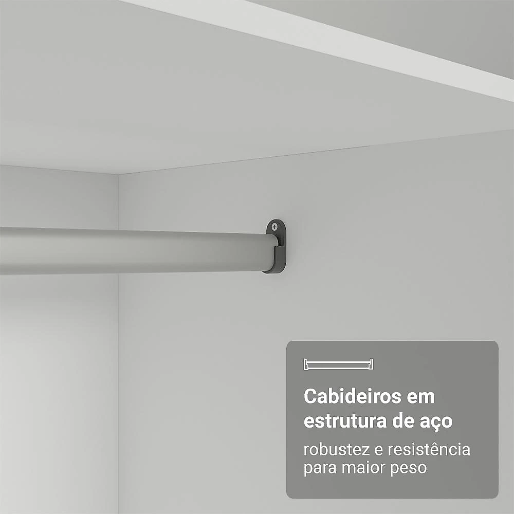 Guarda-Roupa Modulado 2 Portas 4 Prateleiras 1 Cabideiro Branco Neo Madesa Branco