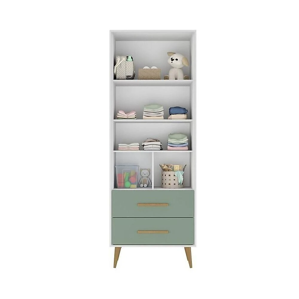 Quarto Infantil Completo Guarda-Roupa 2 Portas 2 Gavetas com Cômoda Magia Espresso Móveis Rosa/Branco
