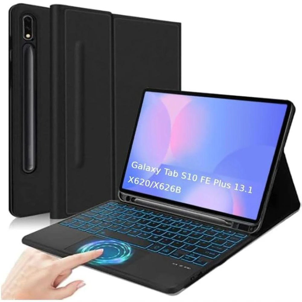 Capa com Teclado Touchpad Galaxy Tab S10 FE Plus 13,1 Pol Retroiluminada Couro PU