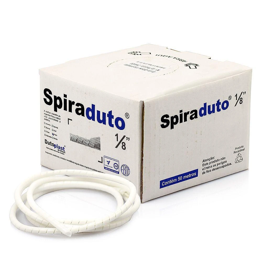 Organizador De Fios E Cabos Spiraduto 1-8 Branco - 30 Metros