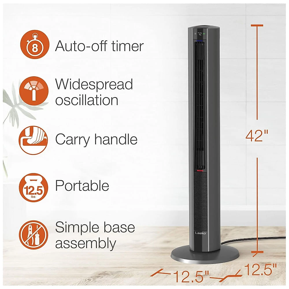 Aquecedor Portátil e Ventilador para Todas as Estações com Controle Remoto, 110V Lasko FH515, Preto