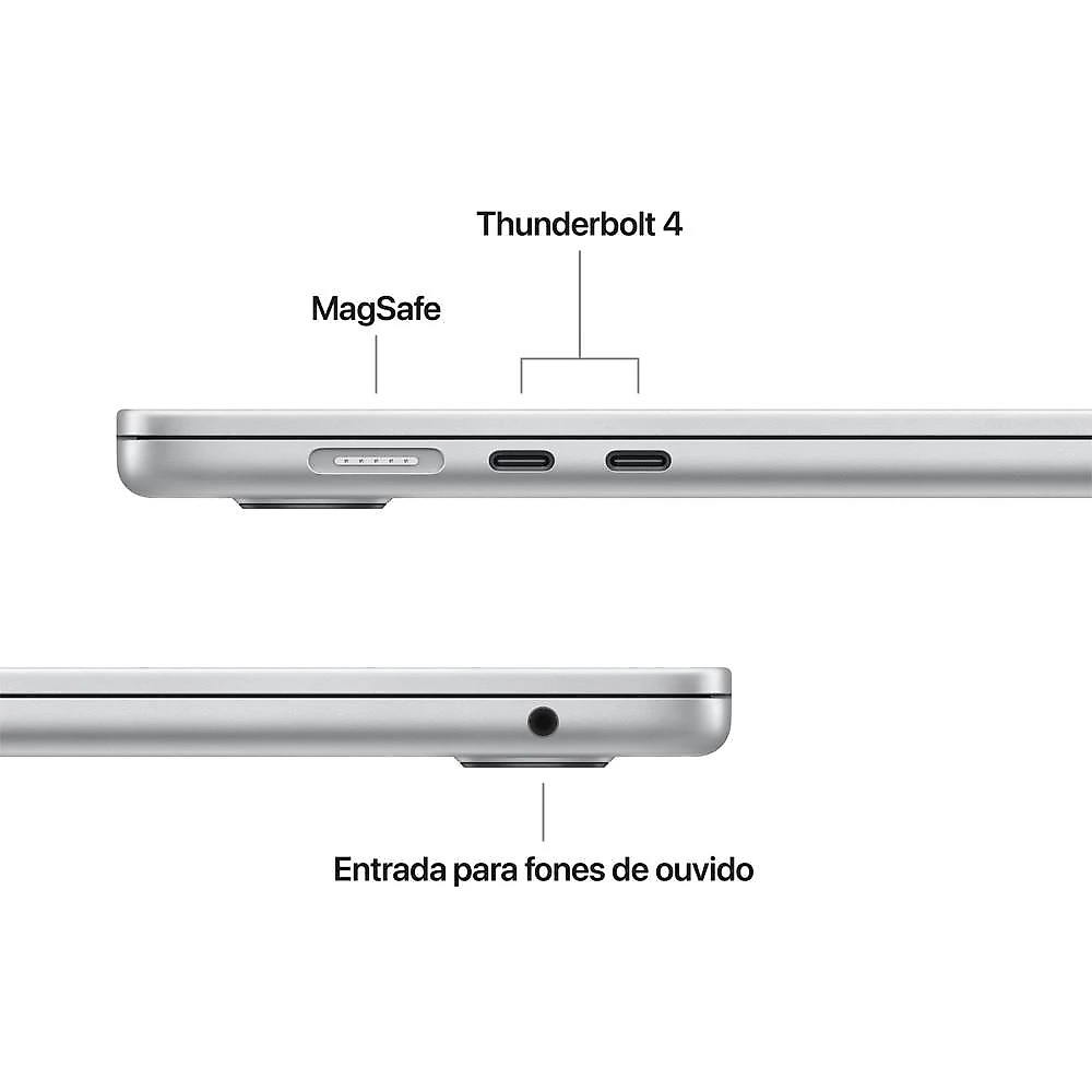 MacBook Air de 15 polegadas: Chip M5 da Apple com CPU de 10 núcleos e GPU de 10 núcleos., de 512 GB SSD - Prateado