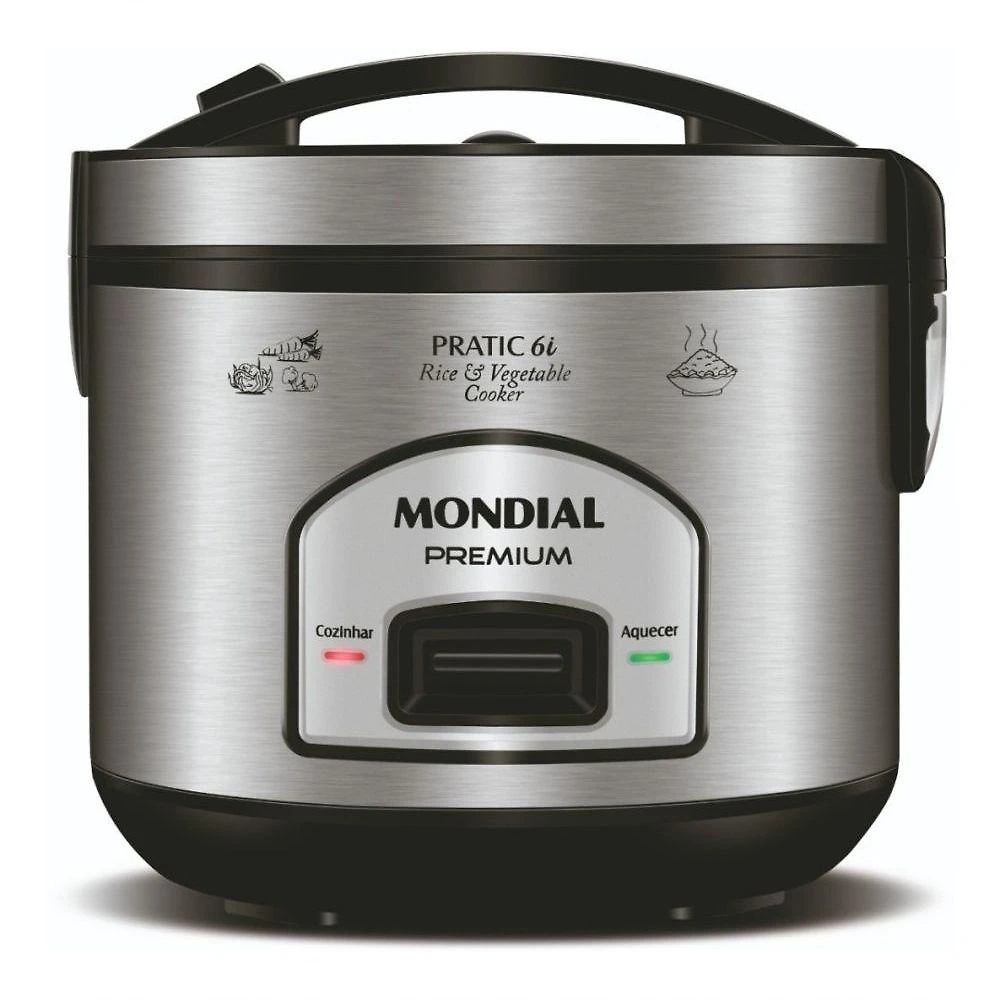 Panela Elétrica de Arroz Pratic Rice PE-43 6L 500W Inox com Preto 220V