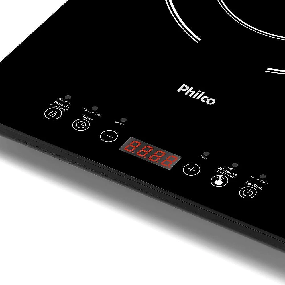 Cooktop de Indução Portátil Philco PCT10A Display Digital Painel Touch Preto 220V