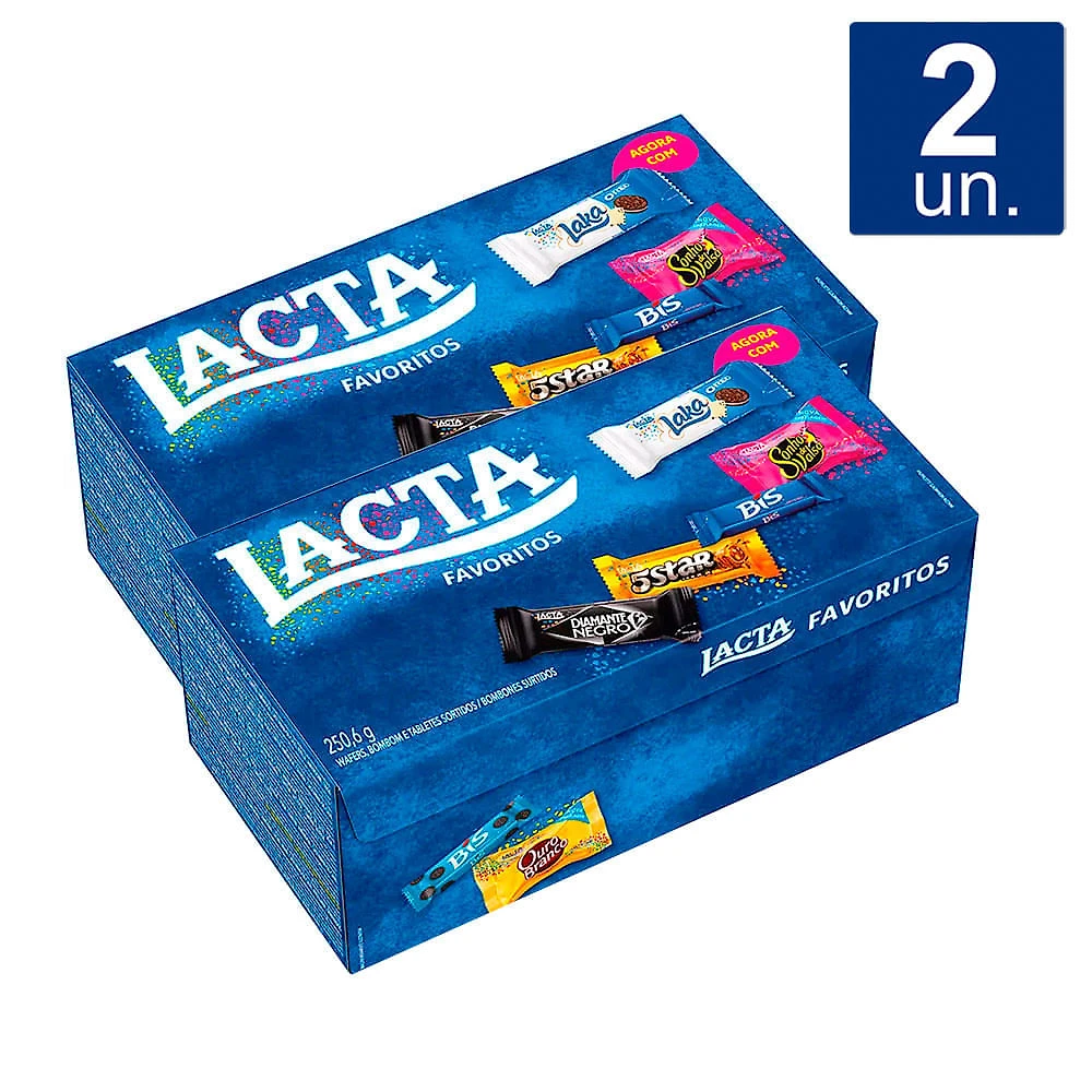 Miniatura Kit 2X Bombons Lacta Favoritos Sortidos Caixa 250,6g