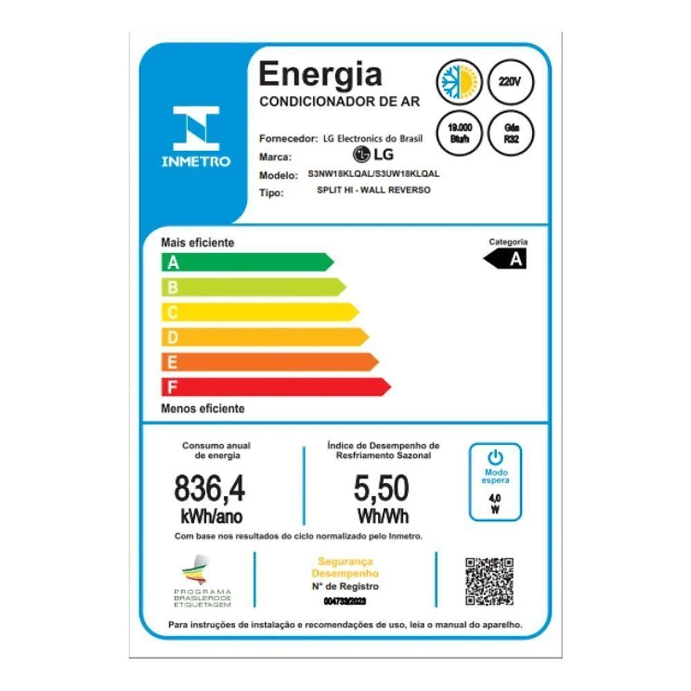 Ar condicionado lg dual inverter compact +ai 18000 btus quente e frio 220v s3-w18klqal