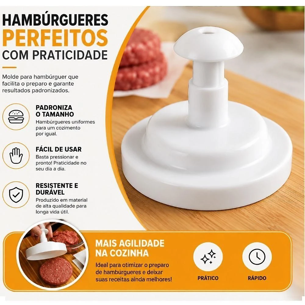 Acessório para Hambúrguer Modelador Manual 11cm Prensa para Modelagem Padronizada Yeet