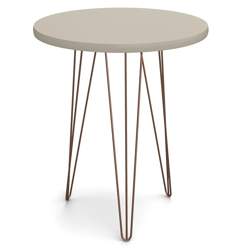 Mesa De Apoio Redonda Base Aço Evolution Off White - Patrimar