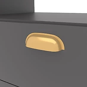 Armário de Cozinha Compacta 251cm Bartira Pérola 5 Portas 3 Gavetas MDP Finish Foil Grafite/Mel