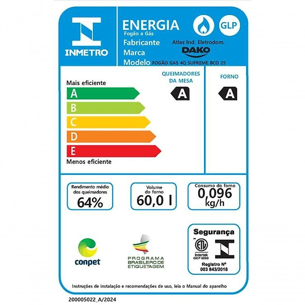 Fogão 4 Bocas Branco Com Mesa Inox Dako Novo Supreme Bivolt